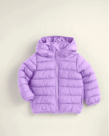 Toddler Girl Midweight Packable Puffer - Purple, 